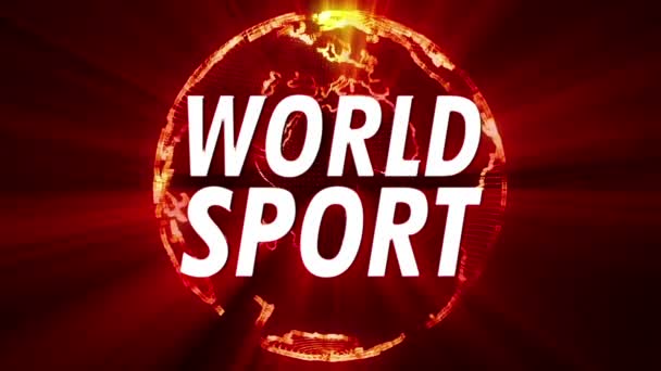 Shining 3D Globe with World Sport sign — Stock Video