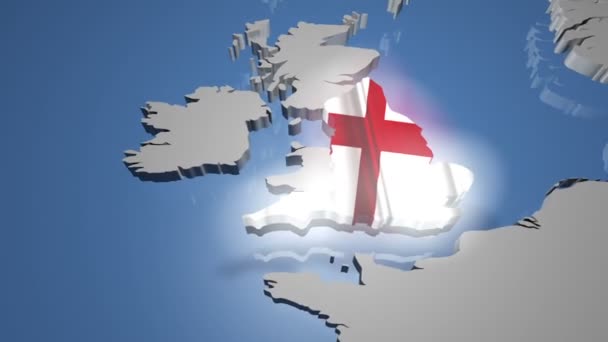 Inglaterra con bandera en el mapa del mundo — Vídeo de stock