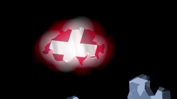 Suiza con bandera en el mapa del mundo — Vídeos de Stock