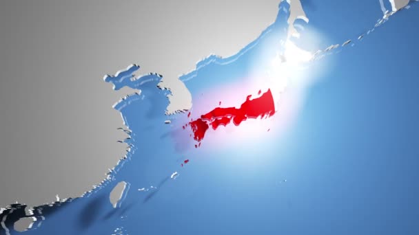 Giappone con bandiera sulla mappa del mondo — Video Stock
