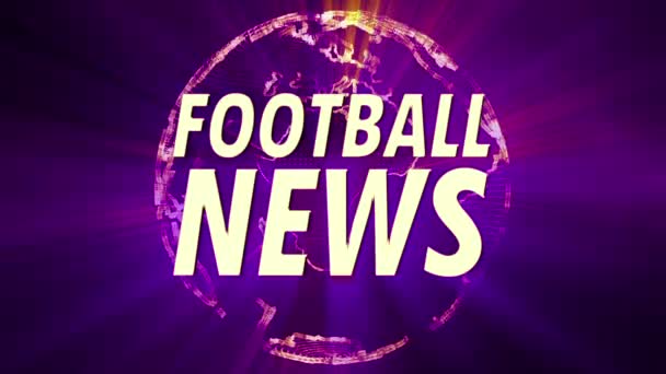 Shining 3D Globe with Football News sign — Stock Video