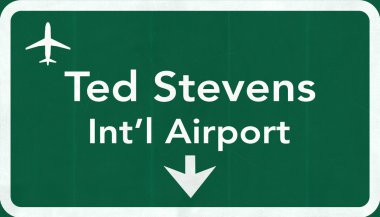 Anchorage ABD Uluslararası Havaalanı Otoban yol işareti