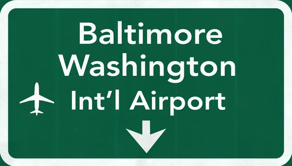 Baltimore washington usa internationaler flughafen autobahnschild — Stockfoto