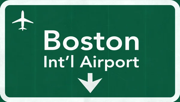 Boston logan usa international airport highway road sign — Stockfoto