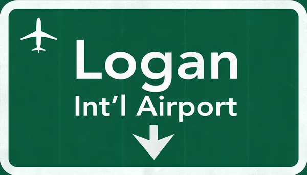 Boston Logan USA International Airport Highway Road Sign — Stock Photo, Image