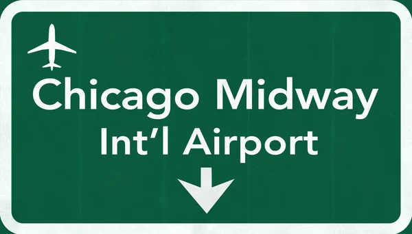 Chicago Midway USA International Airport Highway Road Sign — Stock Photo, Image