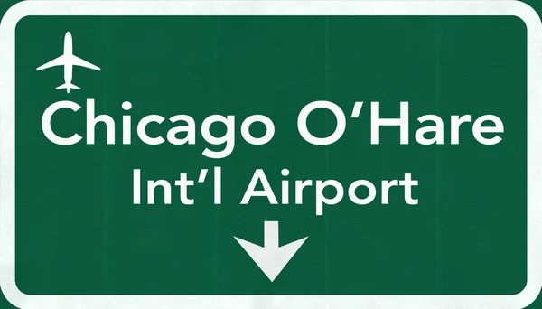 Chicago O'Hare Usa mezinárodní letiště dálnice dopravní značka — Stock fotografie