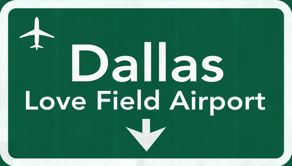 Dallas love field usa internationaler flughafen autobahnschild — Stockfoto