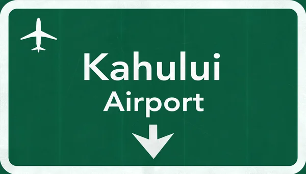 Znak drogowy Kahului Usa międzynarodowego lotniska autostradą — Zdjęcie stockowe