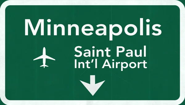 Minneapolis USA International Airport Highway Road Sign — Stock Photo, Image