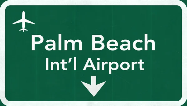 Знак автомагистрали международного аэропорта Палм-Бич — стоковое фото