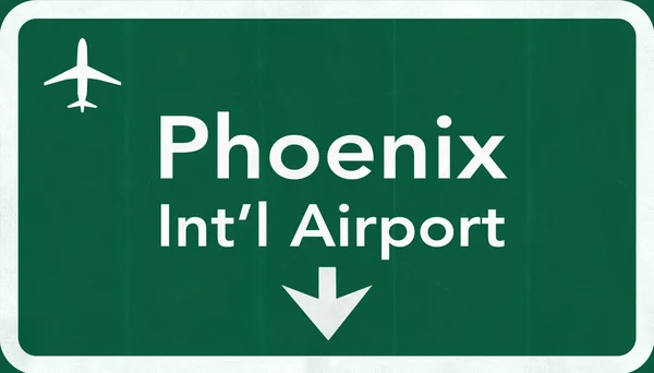 Phönix Himmel Hafen USA Internationaler Flughafen Autobahn Verkehrsschild — Stockfoto