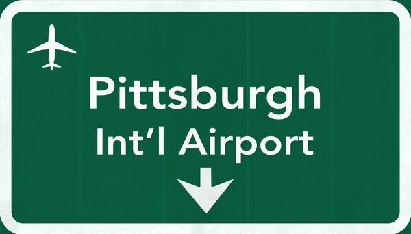 Pittsburgh USA International Airport Highway Road Sign — Stock Photo, Image