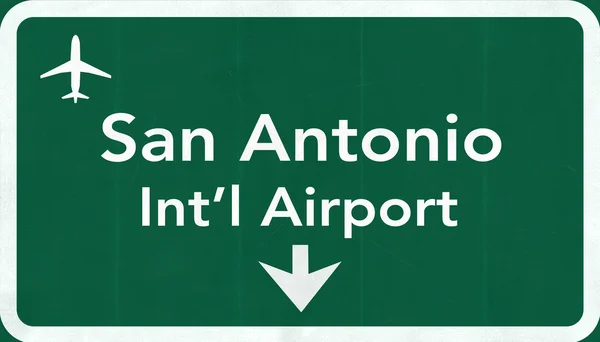 Señal de carretera del aeropuerto internacional de San Antonio USA — Foto de Stock