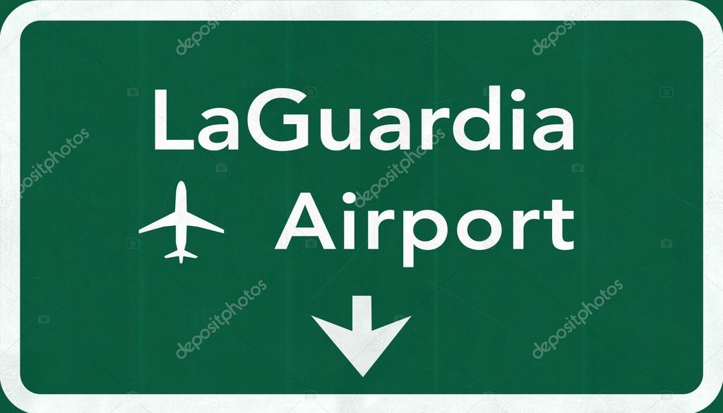 New York LaGuardia USA International Airport Highway Road Sign