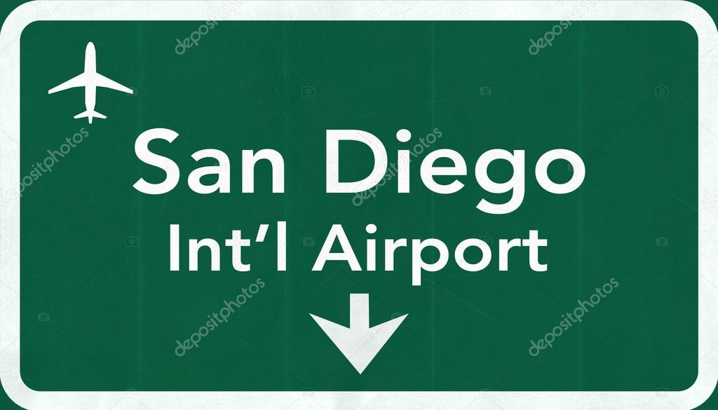 San Diego USA International Airport Highway Road Sign