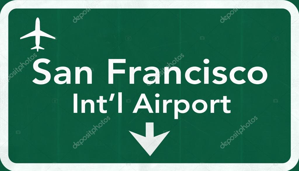 San Francisco USA International Airport Highway Road Sign