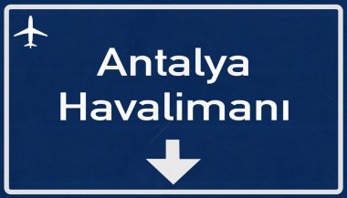 Antalya Türkiye'nin Havaalanı Otoban işareti