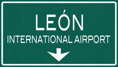 LEon Mexico International Airport Highway Sign clipart