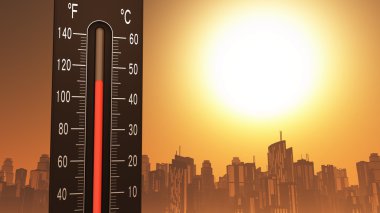 Thermometer Showing Heat in Fahrenheit and Celsius clipart
