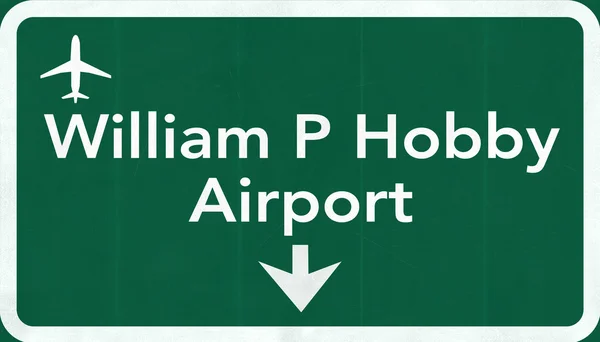 Houston William P Hobby USA Airport Highway Road Sign — Stock Photo, Image