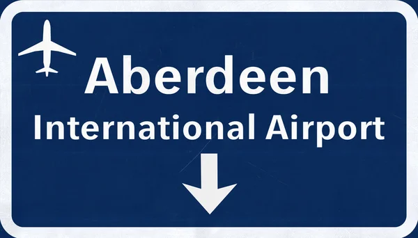 Señal de carretera del aeropuerto de Aberdeen Escocia — Foto de Stock