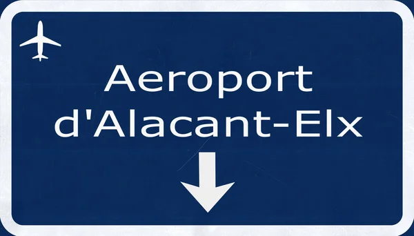 Alicante spanien flughafen autobahnschild — Stockfoto