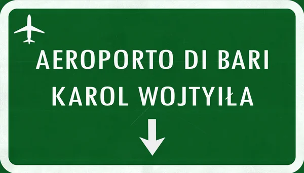 Bari Karol Wojtyila repülőtér autópálya-jel — Stock Fotó