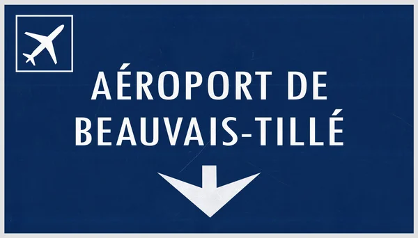 Beauvais Frankrijk luchthaven Highway teken — Stockfoto