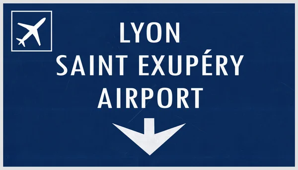 Lyon Frankrijk luchthaven Highway teken — Stockfoto
