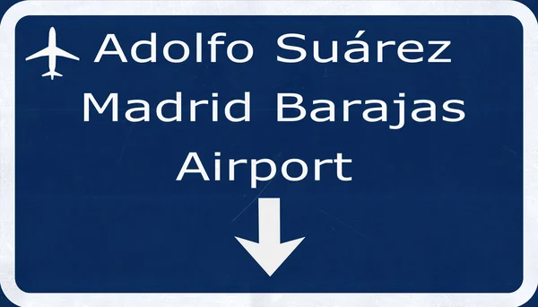 Madrid Barajas Espagne Signe d'autoroute de l'aéroport — Photo