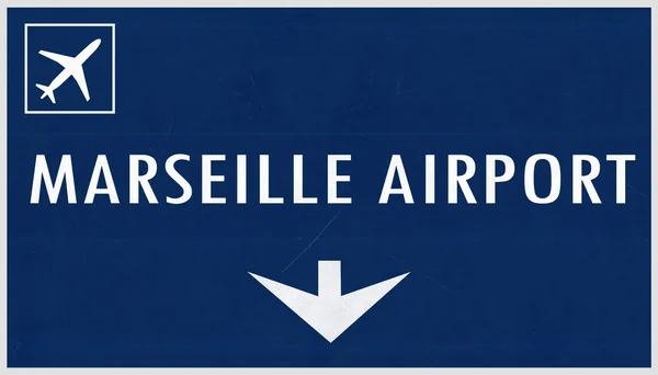 Marseille Frankrijk luchthaven Highway teken — Stockfoto