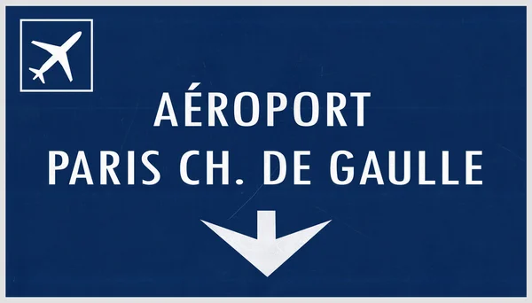 Paris De Gaulle Fransa Havaalanı Otoban işareti — Stok fotoğraf