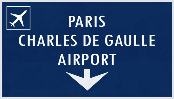 Paris De Gaulle France Airport Highway Sign — Stock Photo, Image