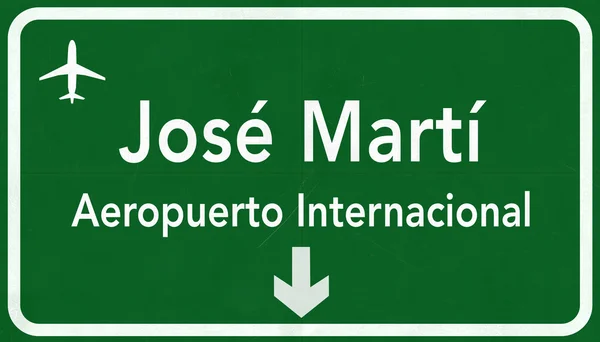 拉哈瓦那何塞 · 马蒂古巴国际机场公路标志 — 图库照片