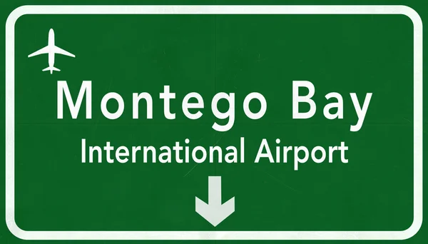 Jamaica Sangster Montego Bay International Airport Highway Sign — Stock Photo, Image