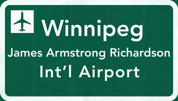 Señal de carretera del aeropuerto internacional de Winnipeg Canadá — Foto de Stock