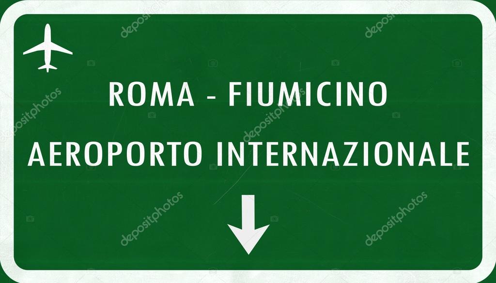 Roma Fiumicino Italy Airport Highway Sign