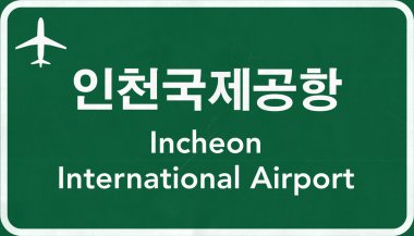 Seul Incheon Güney Kore Havaalanı Otoban işareti