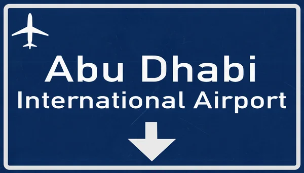 Abu dhabi vereinigte arabische Emirate Flughafen Autobahnschild — Stockfoto