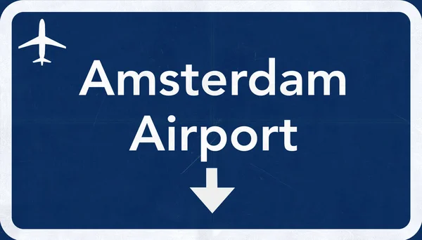 Schiphol amsterdam niederland flughafen autobahnschild — Stockfoto