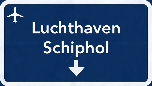 Schiphol Amsterdam Países Bajos Airport Highway Sign —  Fotos de Stock