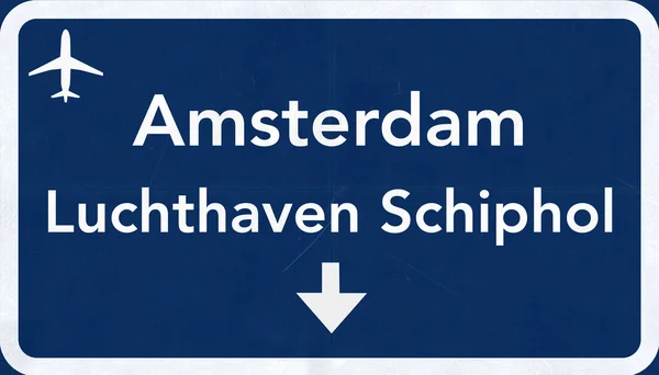 Schiphol Amsterdam Netherlands Airport Highway Sign — Stock Photo, Image