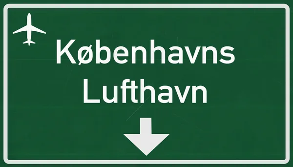 Kopenhaga dania lotniska autostradą znak — Zdjęcie stockowe