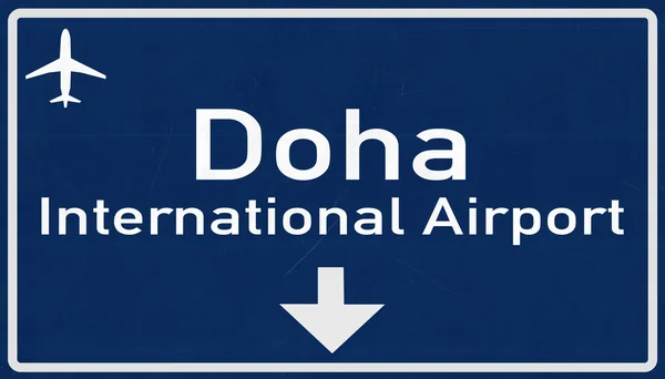 Doha Quatar Firma de autopista del aeropuerto —  Fotos de Stock