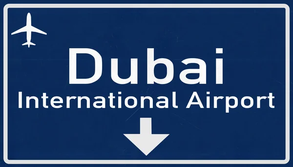 Dubai Emiratos Árabes Unidos Firma de autopista del aeropuerto — Foto de Stock