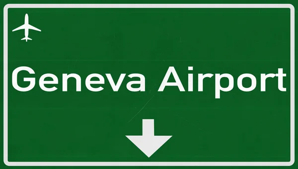 Signo de autopista del aeropuerto de Ginebra — Foto de Stock