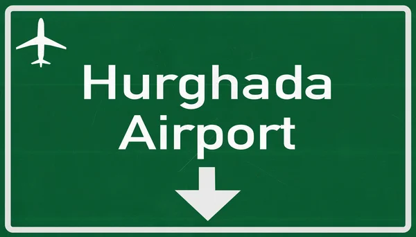 Hurghada ägyptischen Flughafen Autobahnschild — Stockfoto