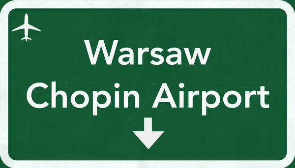 Varşova Polonya Havaalanı Otoban işareti — Stok fotoğraf