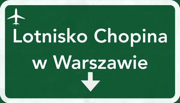 Warsaw Poland Airport Highway Sign — Stock Photo, Image